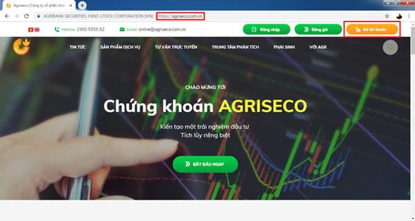 Website của Chứng khoán Agribank – AGRISECO