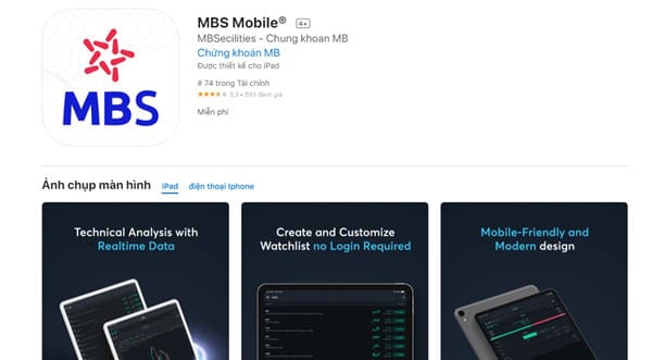 Tải app chứng khoán MBS Mobile App về điện thoại 