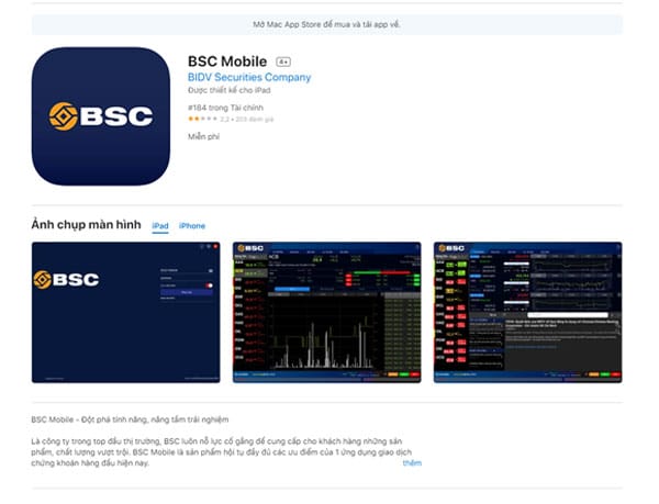Ứng dụng chơi cổ phiếu BSC Mobile 
